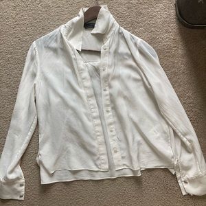 Alice & Olivia silk spread collar placket blouse